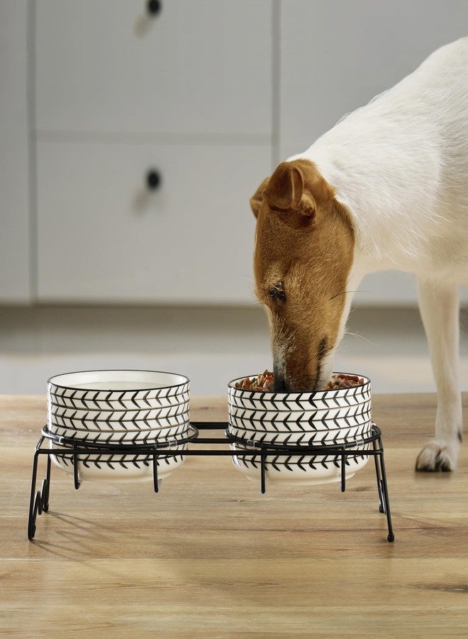 Signature Housewares Ceramic Pet Bowl Set - Food Water Bowls for Dogs and Puppies, Large Cats with Sturdy Metal Stand - Set of 2 6in. Bowls, 32 oz Each - Image 3